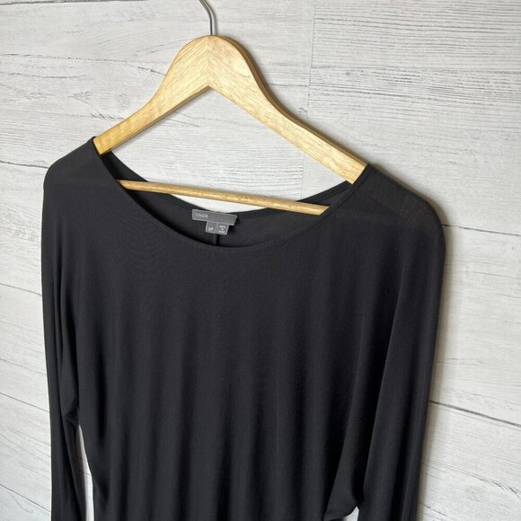 Vince Top Womens Size S/P Black Long Sleeve Silk Blend Minimalist Leisurewear - Picture 7 of 15